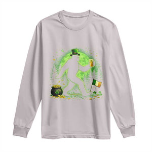 Funny Bigfoot St Patricks Day Long Sleeve Shirt Sasquatch Drinking Green Beer Lover TS14 Ice Gray Print Your Wear