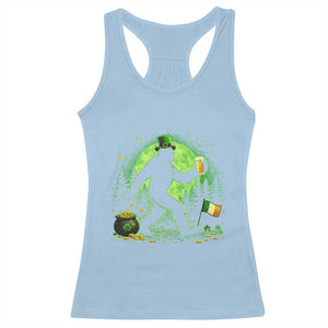 Funny Bigfoot St Patricks Day Racerback Tank Top Sasquatch Drinking Green Beer Lover TS14 Light Blue Print Your Wear