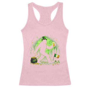 Funny Bigfoot St Patricks Day Racerback Tank Top Sasquatch Drinking Green Beer Lover TS14 Light Pink Print Your Wear