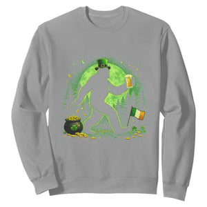 Funny Bigfoot St Patricks Day Sweatshirt Sasquatch Drinking Green Beer Lover TS14 Sport Gray Print Your Wear