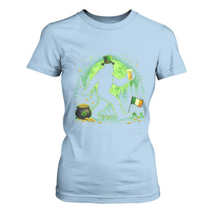 Funny Bigfoot St Patricks Day T Shirt For Women Sasquatch Drinking Green Beer Lover TS14 Light Blue Print Your Wear