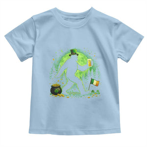 Funny Bigfoot St Patricks Day Toddler T Shirt Sasquatch Drinking Green Beer Lover TS14 Light Blue Print Your Wear