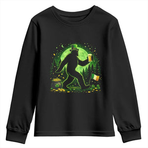 Funny Bigfoot St Patricks Day Youth Sweatshirt Sasquatch Drinking Green Beer Lover TS14 Black Print Your Wear