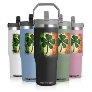 Retro Ireland Shamrock Irish Flag St Patricks Day Flip Straw Tumbler TS14 Print Your Wear