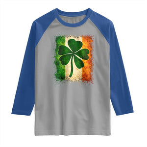 Retro Ireland Shamrock Irish Flag St Patricks Day Raglan Shirt TS14 Sport Gray Royal Print Your Wear