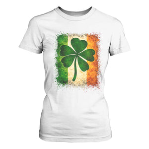 Retro Ireland Shamrock Irish Flag St Patricks Day T Shirt For Women TS14 White Print Your Wear