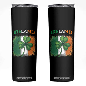 Vintage Ireland Shamrock Irish Flag St Patricks Day Skinny Tumbler TS14 Black Print Your Wear