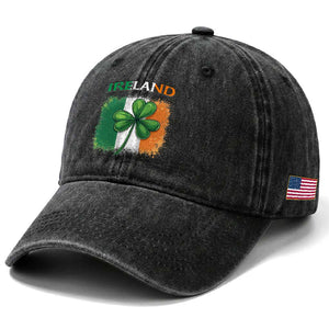 Vintage Ireland Shamrock Irish Flag St Patricks Day Washed Cotton Baseball Cap TS14 Print Your Wear