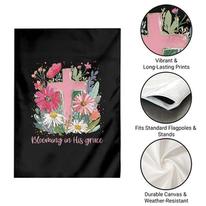 Blooming in His Grace Garden Flag Boho Wildflower Christian Faith Bible Verse TS14 Print Your Wear