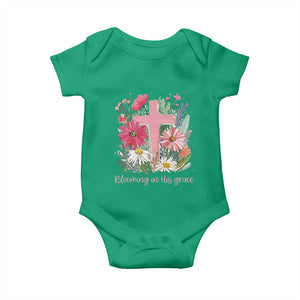 Blooming in His Grace Baby Onesie Boho Wildflower Christian Faith Bible Verse TS14 Irish Green Print Your Wear