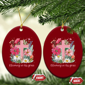 Blooming in His Grace Ceramic Ornament Boho Wildflower Christian Faith Bible Verse TS14 Print Your Wear