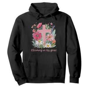 Blooming in His Grace Hoodie Boho Wildflower Christian Faith Bible Verse TS14 Black Print Your Wear