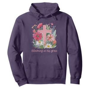 Blooming in His Grace Hoodie Boho Wildflower Christian Faith Bible Verse TS14 Purple Print Your Wear