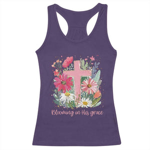 Blooming in His Grace Racerback Tank Top Boho Wildflower Christian Faith Bible Verse TS14 Purple Print Your Wear
