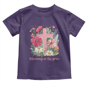 Blooming in His Grace Toddler T Shirt Boho Wildflower Christian Faith Bible Verse TS14 Purple Print Your Wear
