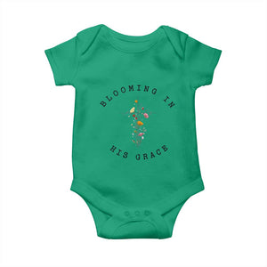 Blooming in His Grace Baby Onesie Boho Wildflower Christian Faith TS14 Irish Green Print Your Wear