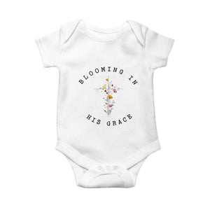 Blooming in His Grace Baby Onesie Boho Wildflower Christian Faith TS14 White Print Your Wear