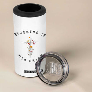 Blooming in His Grace 4 in 1 Can Cooler Tumbler Boho Wildflower Christian Faith TS14 Print Your Wear