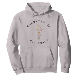 Blooming in His Grace Hoodie Boho Wildflower Christian Faith TS14 Ice Gray Print Your Wear