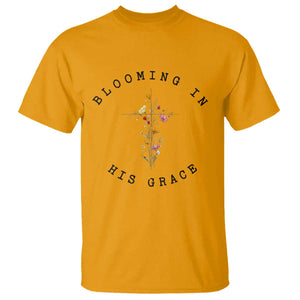 Blooming in His Grace T Shirt Boho Wildflower Christian Faith TS14 Gold Print Your Wear