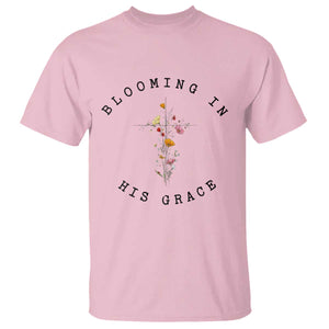 Blooming in His Grace T Shirt Boho Wildflower Christian Faith TS14 Light Pink Print Your Wear
