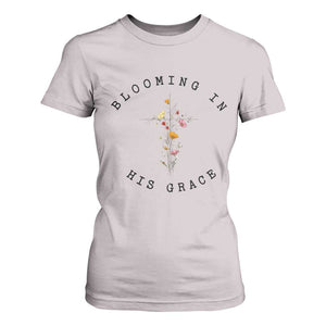 Blooming in His Grace T Shirt For Women Boho Wildflower Christian Faith TS14 Ice Gray Print Your Wear