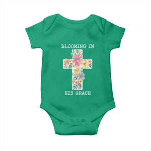 Blooming in His Grace Boho Christian Wildflower Baby Onesie Floral Cross Religious TS14 Irish Green Print Your Wear