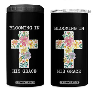 Blooming in His Grace Boho Christian Wildflower 4 in 1 Can Cooler Tumbler Floral Cross Religious TS14 One Size: 16 oz Black Print Your Wear