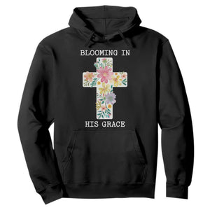 Blooming in His Grace Boho Christian Wildflower Hoodie Floral Cross Religious TS14 Black Print Your Wear