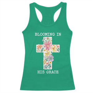 Blooming in His Grace Boho Christian Wildflower Racerback Tank Top Floral Cross Religious TS14 Irish Green Print Your Wear