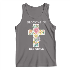 Blooming in His Grace Boho Christian Wildflower Tank Top Floral Cross Religious TS14 Deep Heather Print Your Wear