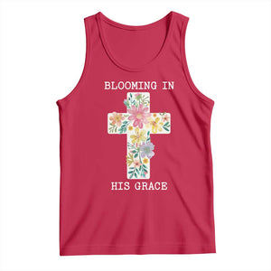 Blooming in His Grace Boho Christian Wildflower Tank Top Floral Cross Religious TS14 Red Print Your Wear