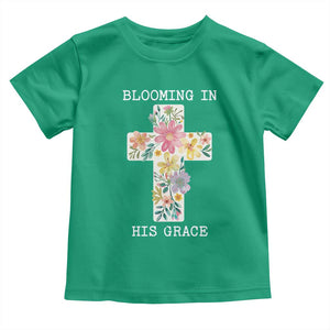 Blooming in His Grace Boho Christian Wildflower Toddler T Shirt Floral Cross Religious TS14 Irish Green Print Your Wear