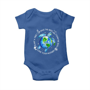 Earth Day Sea Turtle Baby Onesie Save Bees Plant Trees Clean Seas Environmentalist TS14 Royal Blue Print Your Wear
