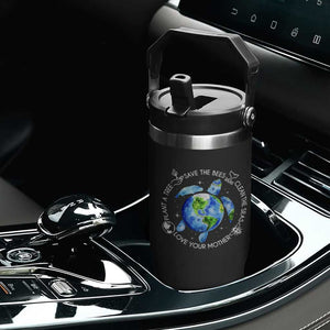 Earth Day Sea Turtle Flip Straw Tumbler Save Bees Plant Trees Clean Seas Environmentalist TS14 Print Your Wear