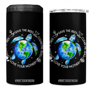 Earth Day Sea Turtle 4 in 1 Can Cooler Tumbler Save Bees Plant Trees Clean Seas Environmentalist TS14 One Size: 16 oz Black Print Your Wear