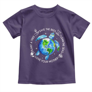 Earth Day Sea Turtle Toddler T Shirt Save Bees Plant Trees Clean Seas Environmentalist TS14 Purple Print Your Wear