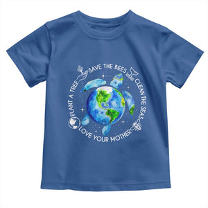 Earth Day Sea Turtle Toddler T Shirt Save Bees Plant Trees Clean Seas Environmentalist TS14 Royal Blue Print Your Wear