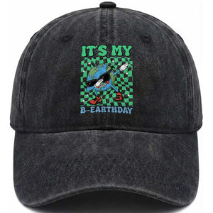 Funny Earth Day Washed Cotton Baseball Cap Its My B-Earthday TS14 Print Your Wear