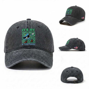 Funny Earth Day Washed Cotton Baseball Cap Its My B-Earthday TS14 Washed Cap Universal Fit Dark Gray Print Your Wear