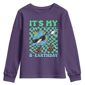 Funny Earth Day Youth Sweatshirt Its My B-Earthday TS14 Purple Print Your Wear