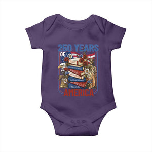 250 Years American Anniversary Baby Onesie Patriotic Book Reader 4th of July TS14 Purple Print Your Wear