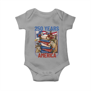 250 Years American Anniversary Baby Onesie Patriotic Book Reader 4th of July TS14 Sport Gray Print Your Wear