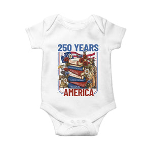 250 Years American Anniversary Baby Onesie Patriotic Book Reader 4th of July TS14 White Print Your Wear
