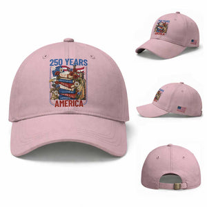 250 Years American Anniversary Baseball Cap Patriotic Book Reader 4th of July TS14 Baseball Cap Universal Fit Light Pink Print Your Wear