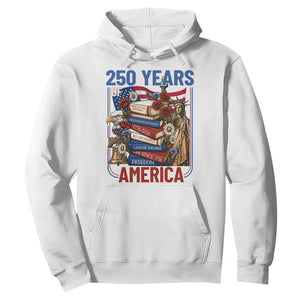 250 Years American Anniversary Hoodie Patriotic Book Reader 4th of July TS14 White Print Your Wear