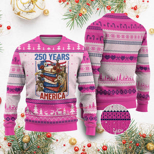 250 Years American Anniversary Ugly Christmas Sweater Patriotic Book Reader 4th of July TS14 Hot Pink Print Your Wear