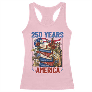 250 Years American Anniversary Racerback Tank Top Patriotic Book Reader 4th of July TS14 Light Pink Print Your Wear