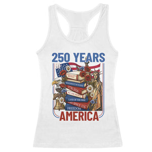 250 Years American Anniversary Racerback Tank Top Patriotic Book Reader 4th of July TS14 White Print Your Wear