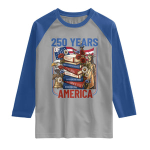 250 Years American Anniversary Raglan Shirt Patriotic Book Reader 4th of July TS14 Sport Gray Royal Print Your Wear